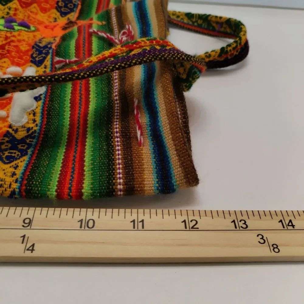 Peruvian Mini Small Backpack Embroidery‎ Llama Girl Sun Woven Knapsack Purse Red